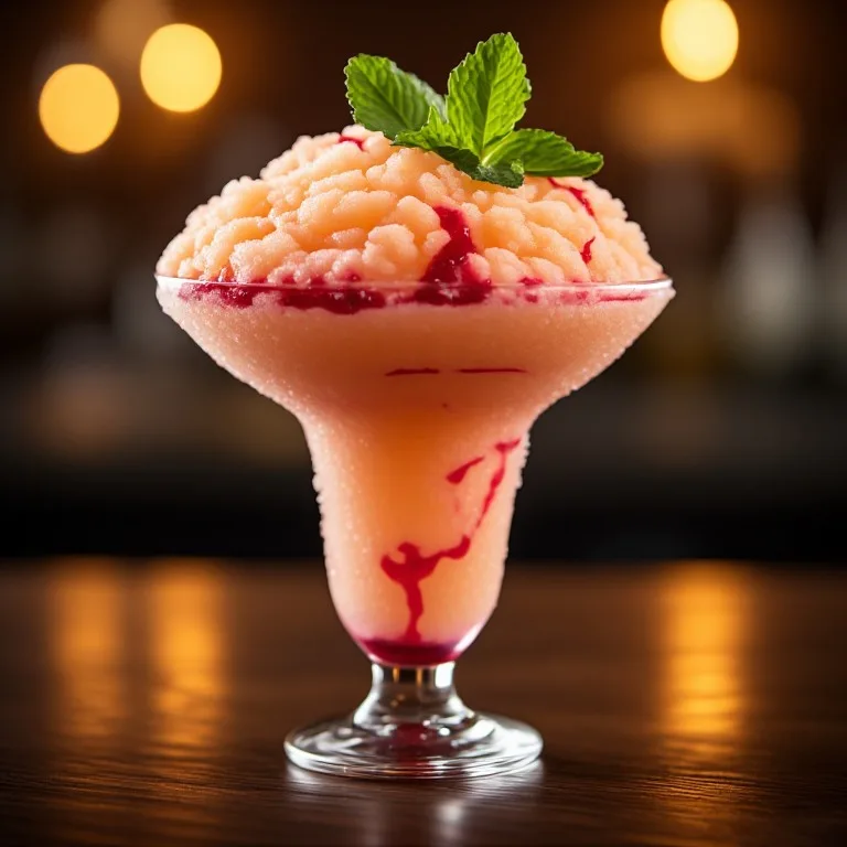 Cheesecake Factory Georgia Peach — Frozen Peach Vodka With the Raspberry Swirl