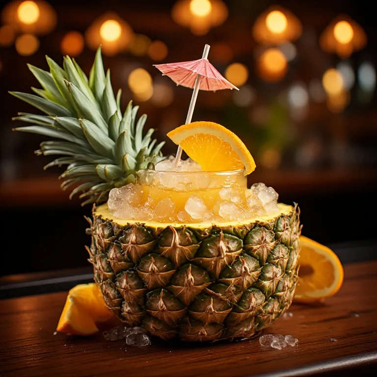 Disney Polynesian Lapu Lapu — Dark Rum Punch Served in a Whole Pineapple
